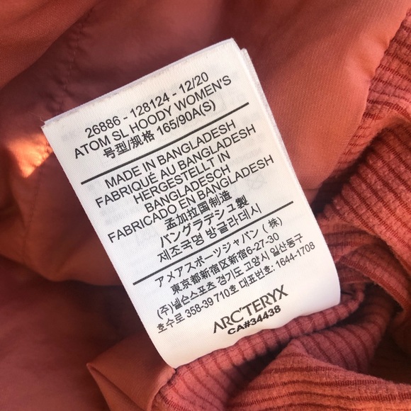 New: Arc’teryx Atom SL Full Zip Hoody Jacket. Size Small - Picture 13 of 16